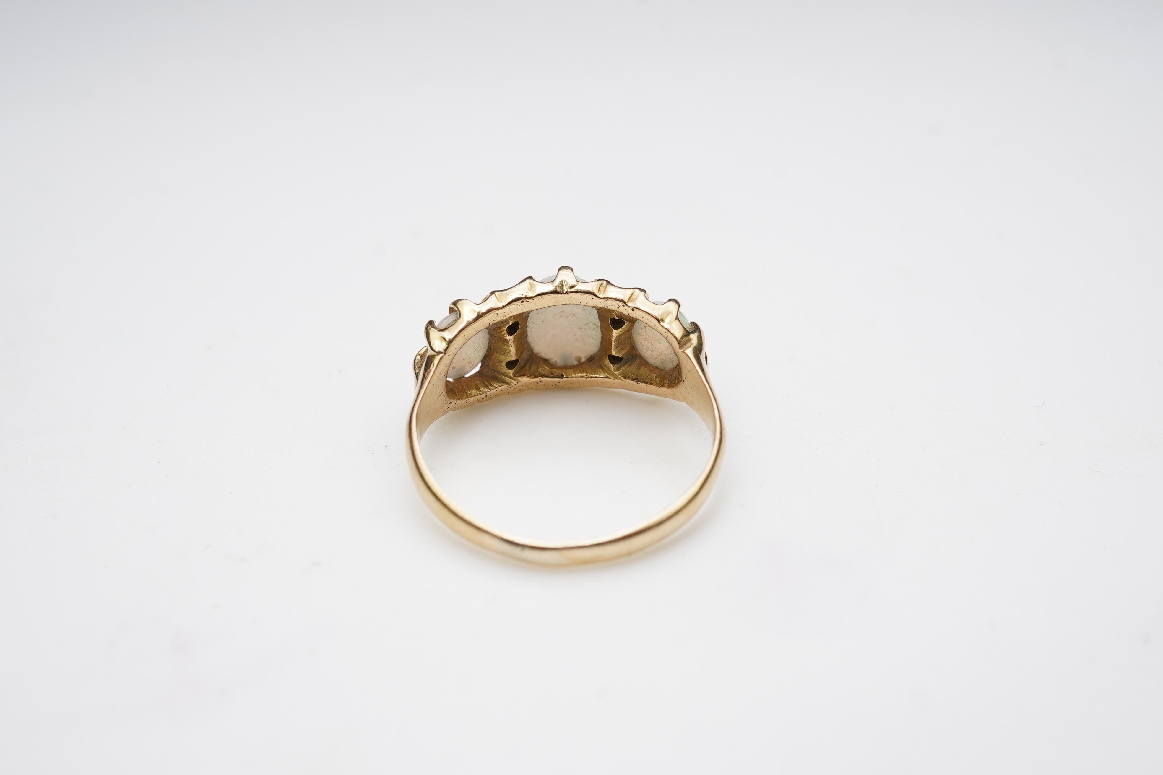 A Victorian 18ct gold and opal ring, circa 1898